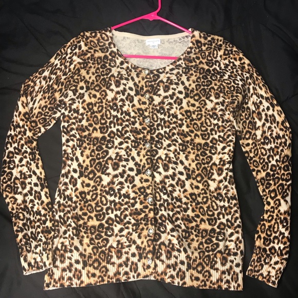Jaclyn Smith Sweaters - Cheetah Print Cardigan Sweater